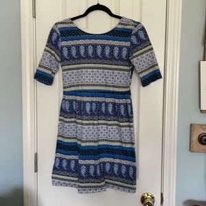 Blue print dress. Old Navy size 14.